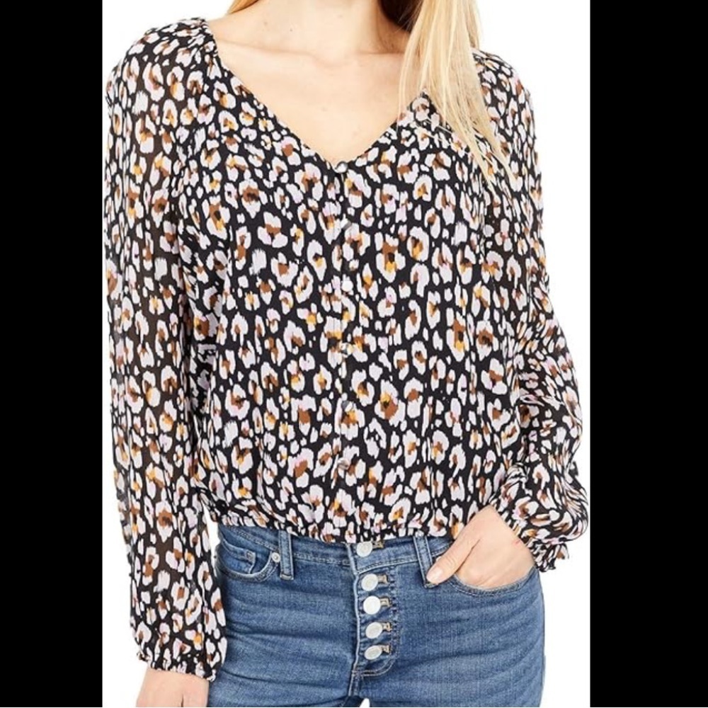 Sanctuary Womens Meadow Blouse Multicolor Wild Floral Bishop Sleeve Plus 1X New